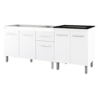 Balcao Pia 120cm e Cooktop 4 Bocas Branco Mobbs