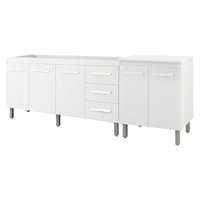 Balcao Pia 160cm e Multiuso 2 Portas 70cm Branco Mobbs