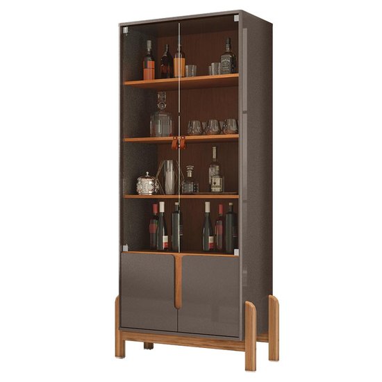 Cristaleira 4 Portas Para Sala De Estar 50519 Cinza Perola Cedro DCASA