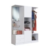 Guarda Roupas Solteiro c/ Espelho, 2 Portas e 2 Gavetas Closet Branco - Art In Móveis