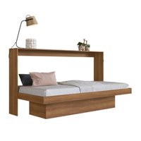 Cama Articulavel Horizontal Solteiro c/ Estacao de trabalho 90 Latino Nogal