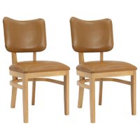 Kit 2 Cadeira Estofada Canela Pes Madeira Amendoa Nacc