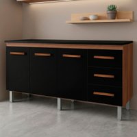 Balcao Com Tampo 150cm 9130x9310 Savana Preto Mobbs