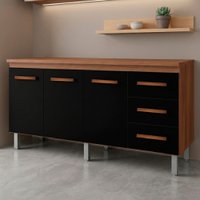 Balcao Com Tampo 150cm 9130x9310 Preto Savana Mobbs