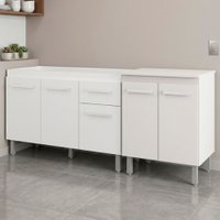 Balcao Pia 120cm e Multiuso 2 Portas 70cm Branco Mobbs