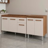 Balcao Pia 120cm e Multiuso 2 Portas 70cm Savana Off White Mobbs
