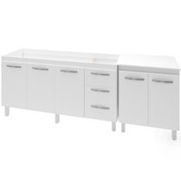 Balcao Pia 150cm e Multiuso 2 Portas 70cm Branco Mobbs