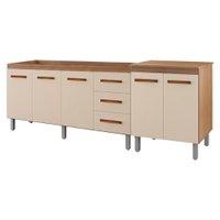 Balcao Pia 150cm e Multiuso 2 Portas 70cm Savana Off White Mobbs