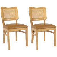 Kit 2 Cadeira Decorativa Canela Tela Tingida Pes Madeira Amendoa Nacc