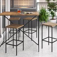 Conjunto Mesa De Jantar 100x60 Com Banquetas Steel Quadra 27848 Vermont Preto Fosco Artesano