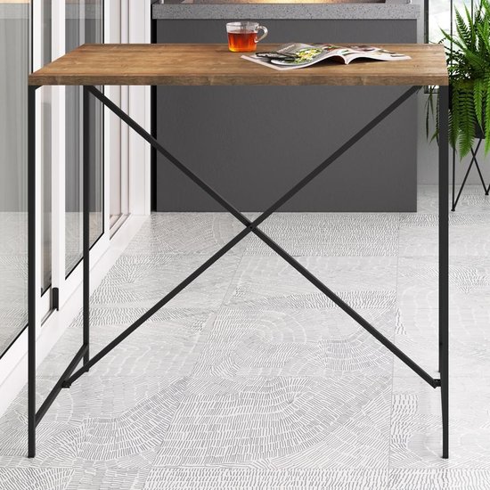 Mesa De Jantar 100x60 Steel Quadra 27817 Vermont Preto Fosco Artesano