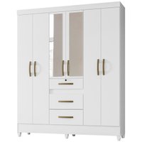 Guarda Roupa Casal 6 Portas Com Espelho 8684 Branco Moval