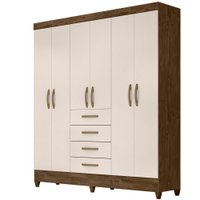 Guarda Roupa Casal 6 Portas 8963 Castanho Wood Off White Moval
