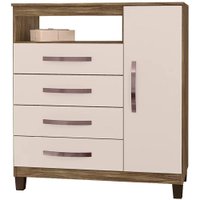 Comoda Sapateira Cannes 1 Porta 4 Gav Teka Champanhe INC Milani Store