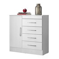 Comoda 04 Gavetas Montevideu Branco Rosa Flex Demobile
