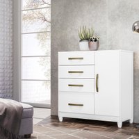 Comoda Sapateira Com Pes 4 Gav 7070 Branco Flex Moval