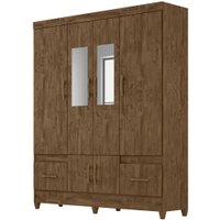 Guarda Roupa Casal 6 Portas Com Espelho 9123 Castanho Wood Moval