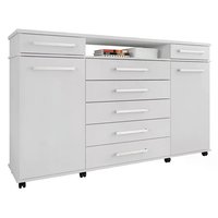 Comoda 07 Gavetas London Branco Com Rodizios Demobile
