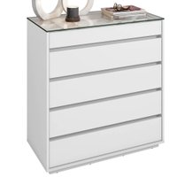 Comoda Tampo De Vidro 5 Gavetas 010059 Branco DCASA