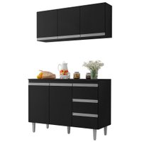 Armario Aereo E Balcao Com Tampo 120 cm Andreia Preto REAJL