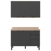 Armario Aereo E Balcao Com Tampo 120cm FI0010 Avena Grafito Demobile