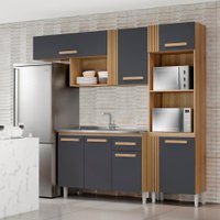 Cozinha Compacta Com Balcao Para Pia Atacama Grafite ARMoveis