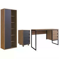 Conjunto 5 Para Escritorio 03 Peças Mel Grafite PP Milani Store