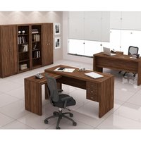 Conjunto Escritorio Completo 06 Peças CJ27 Nogal Tecno Mobili