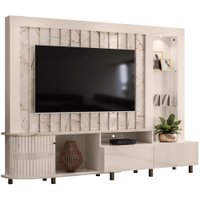 Estante Home TV 70 Pol 2 Gavetas 243 cm 6521 Calacata Off White MDT