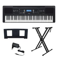 Kit Teclado Arranjador 76 Teclas PSR EW310 Preto com Fonte Bivolt Yamaha e Suporte em X