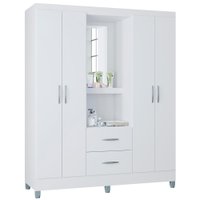 Roupeiro 4 Portas Com Espelho 966 Branco POQQ