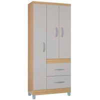Roupeiro Solteiro 3 Portas 835 Damasco Off White POQQ