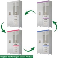 Guarda Roupa Solteiro 4 Portas Com Espelho 8704 Branco Flex Moval