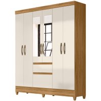 Guarda Roupa Casal 6 Portas Com Espelho 8990 Freijo Off White Moval