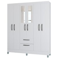 Roupeiro 6 Portas Com Espelho 955 Branco POQQ.
