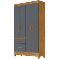 Guarda Roupa Solteiro 4 Portas 8520 Freijo Cinza Moval
