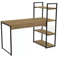 Mesa Escrivaninha Com Prateleira Industrial Crome LI010 Freijo Preto Kappesberg