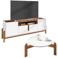 Mesa de Centro 006008 e Rack Para TV 011080 Branco Cedro DCASA