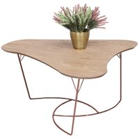 Mesa De Centro Boomerang Madeira Amendoa Base Metal Cobre Nacc