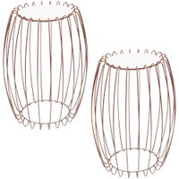 Kit Mesa Apoio Lateral 43 cm Tampo Vidro Branco Base Metal Cobre Nacc