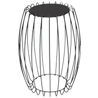 Mesa Apoio Lateral 43 cm Tampo Vidro Preto Base Metal Preto Nacc