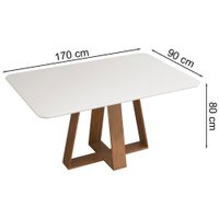 Conj Sala Jantar 170x90 Kili Freijo Off White Veludo Lunar DJ Moveis