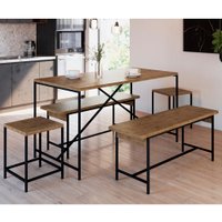Conjunto Mesa De Jantar Com 4 Bancos Est Aço Steel Quadra 27924 Vermont Artesano