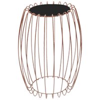 Mesa Apoio Lateral 43 cm Tampo Vidro Preto Base Metal Cobre Nacc