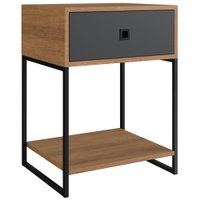 Mesa De Cabeceira Estilo Industrial 01 Gvt P1026 Mell Grafite PP