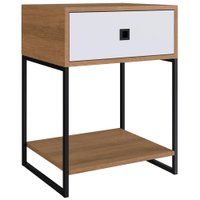 Mesa De Cabeceira Estilo Industrial 01 Gvt P1026 Mell Branco PP