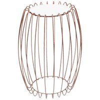 Mesa Apoio Lateral 43 cm Tampo Vidro Branco Base Metal Cobre Nacc
