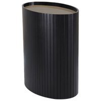 Mesa De Apoio Lateral Oval Tampo Vidro Glow Madeira Ebano Preto Nacc