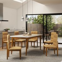 Mesa de Jantar 6 Lugares Zyra com Vidro