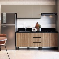 Cozinha Compacta Ébano 9 Portas 3 Gavetas